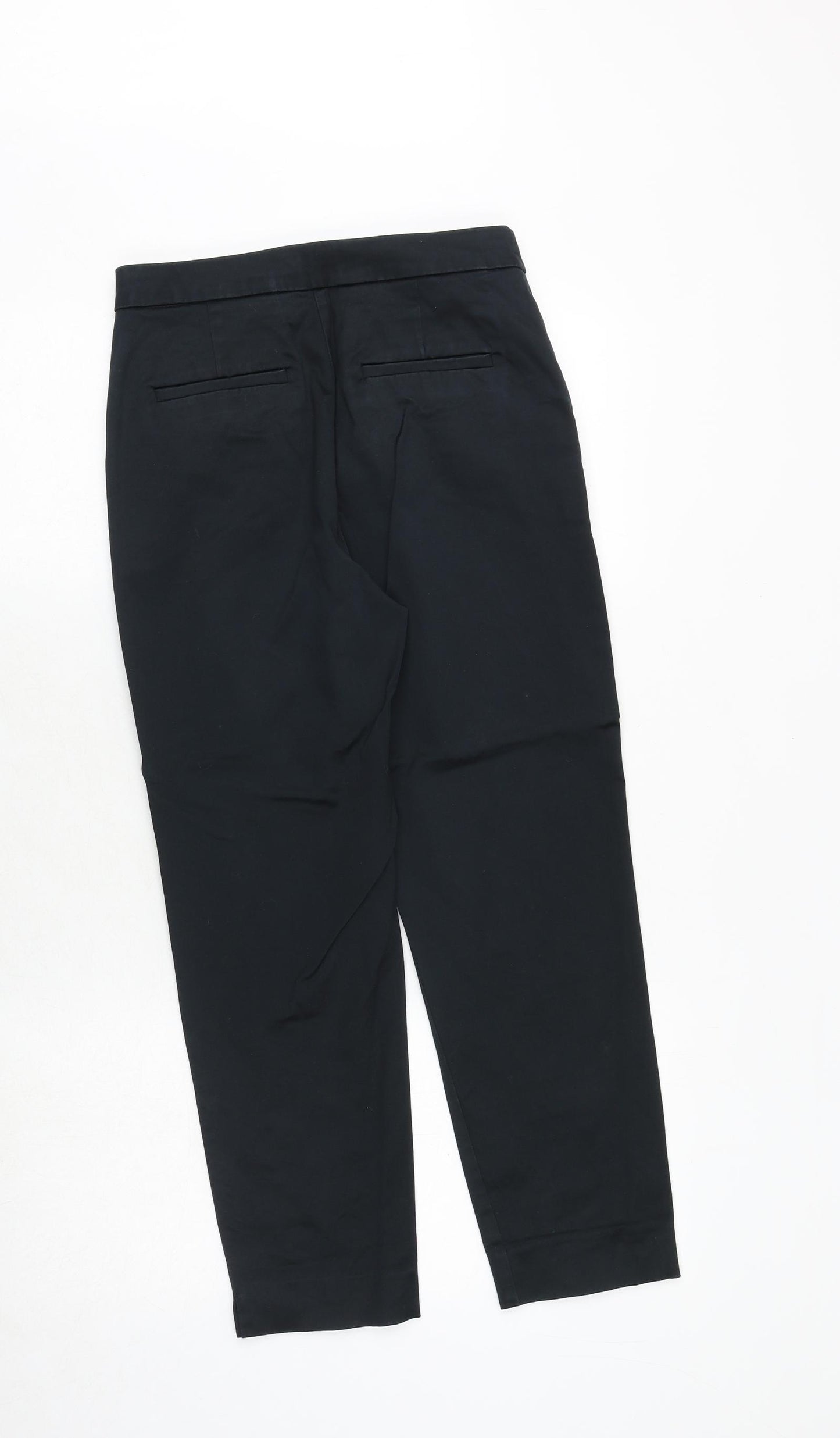 Marks and Spencer Womens Black Cotton Trousers Size 8 Regular Zip