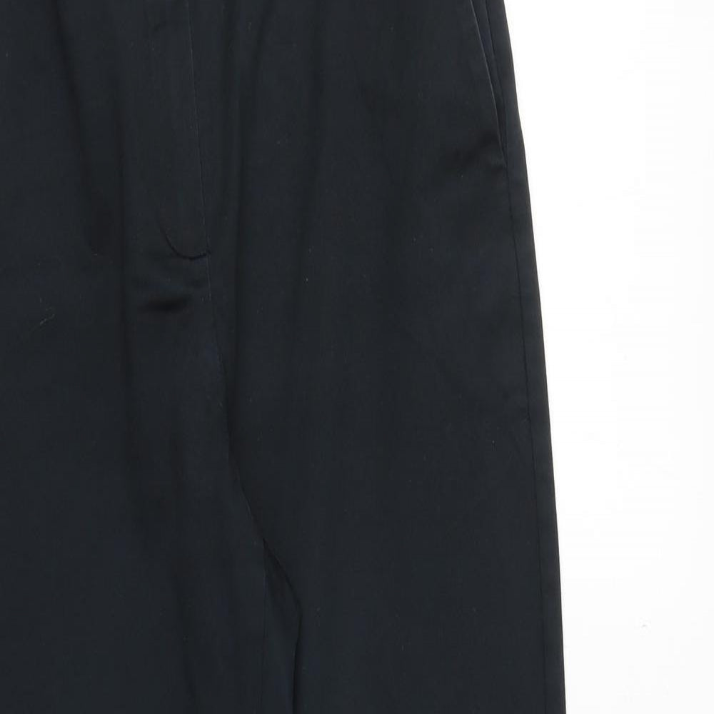 Marks and Spencer Womens Black Cotton Trousers Size 8 Regular Zip