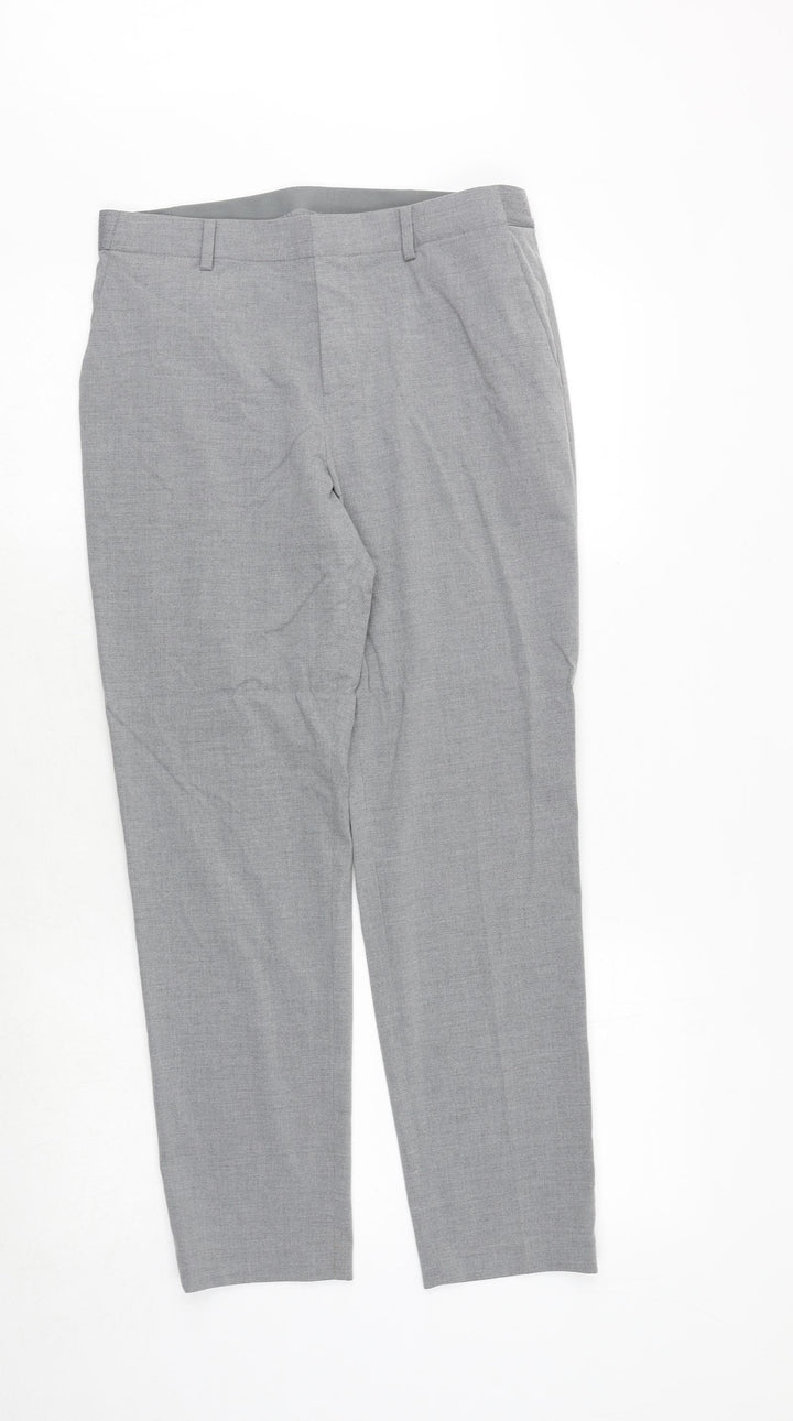 Uniqlo Womens Grey Polyester Trousers Size 31 in Regular
