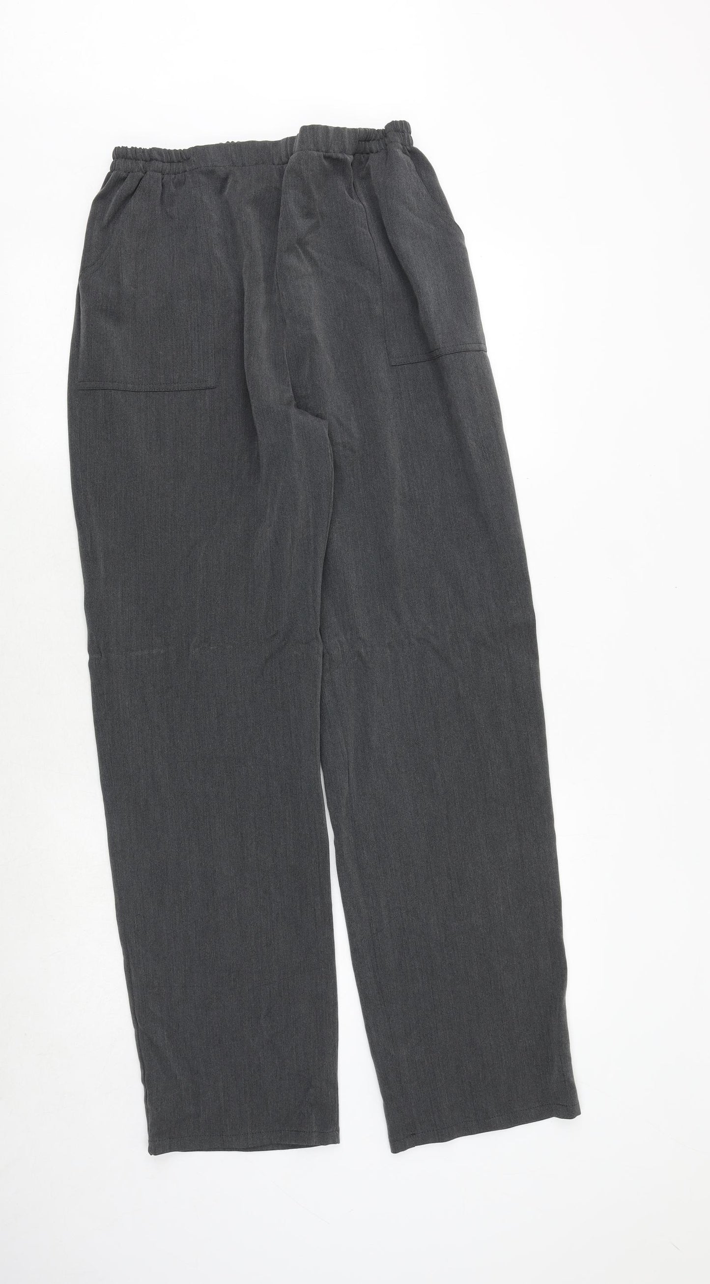 AFIBEL Womens Grey Polyester Trousers Size 16 Regular