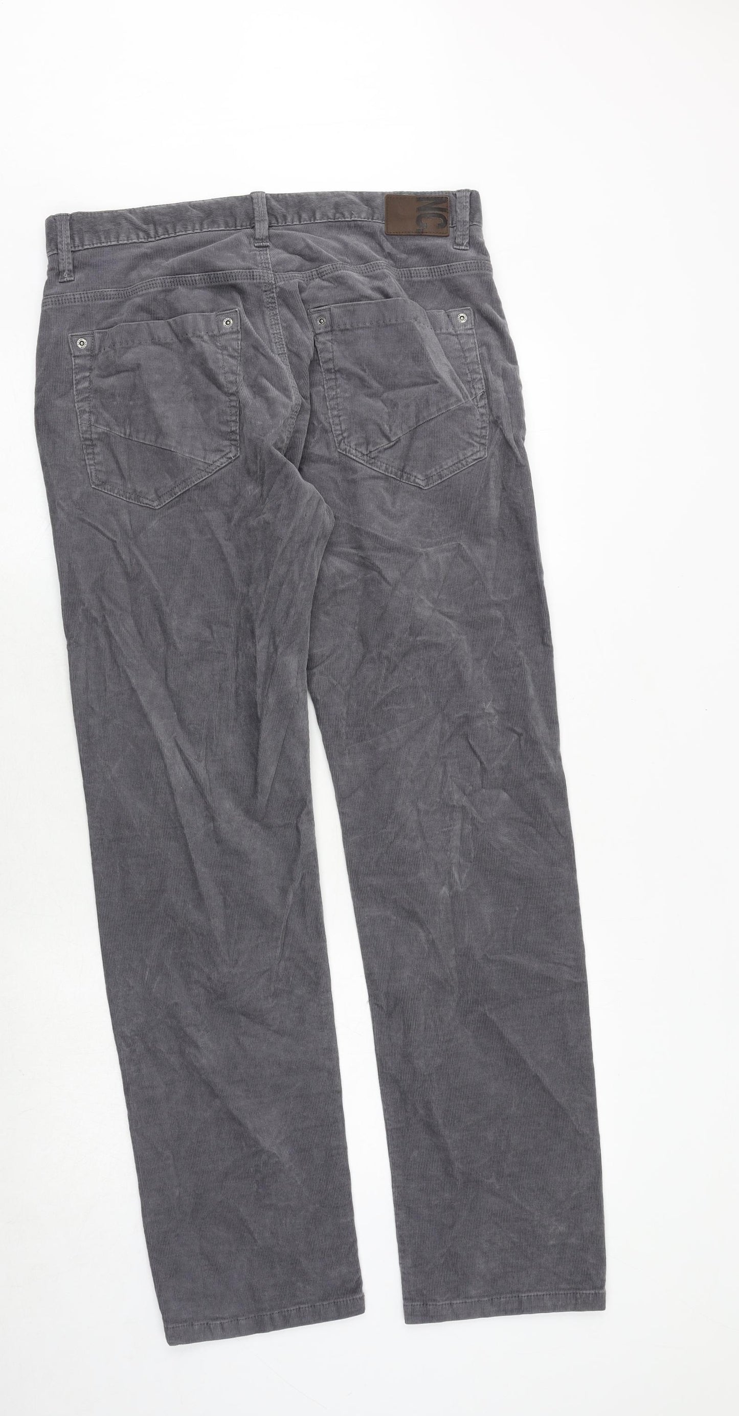 Marks and Spencer Mens Grey Cotton Trousers Size 34 in Regular Zip
