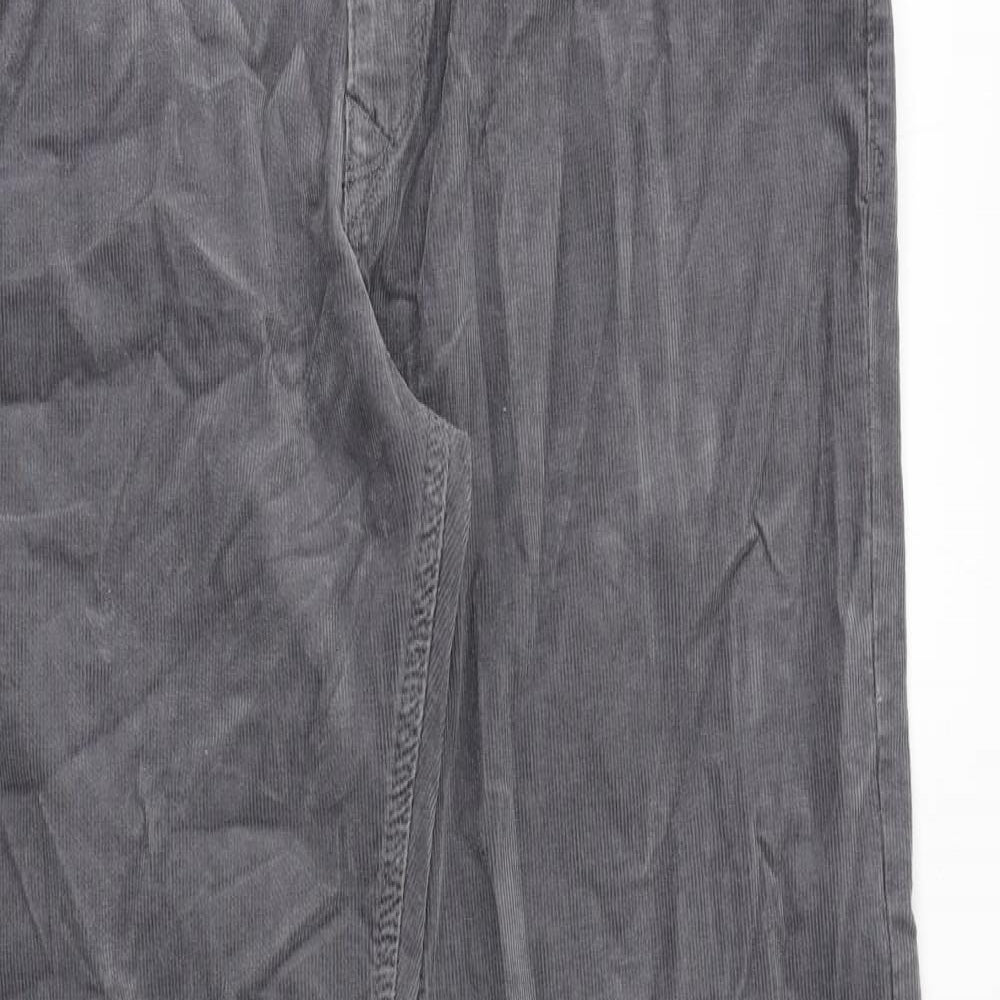 Marks and Spencer Mens Grey Cotton Trousers Size 34 in Regular Zip
