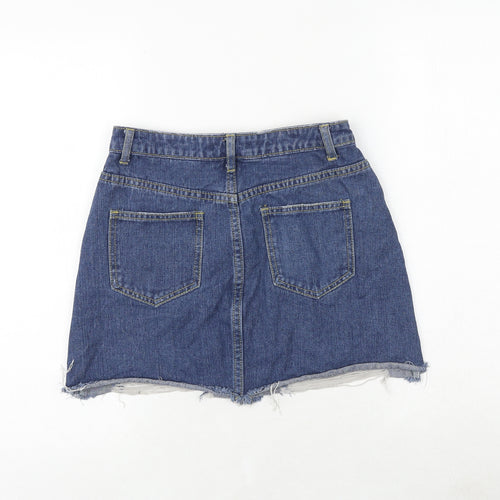 Missguided Womens Blue Cotton Mini Skirt Size 27 in Zip