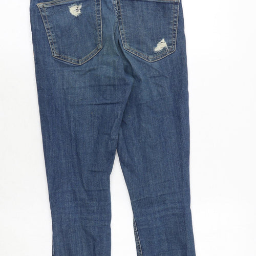 Topshop Womens Blue Cotton Skinny Jeans Size 28 in Regular Zip