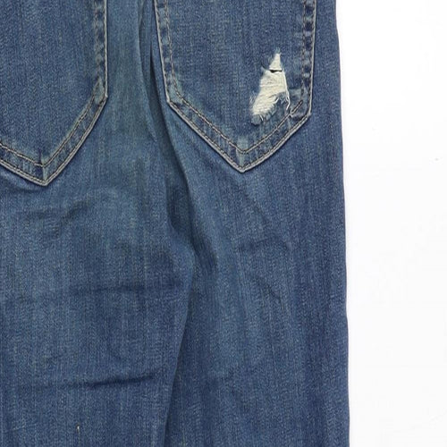 Topshop Womens Blue Cotton Skinny Jeans Size 28 in Regular Zip