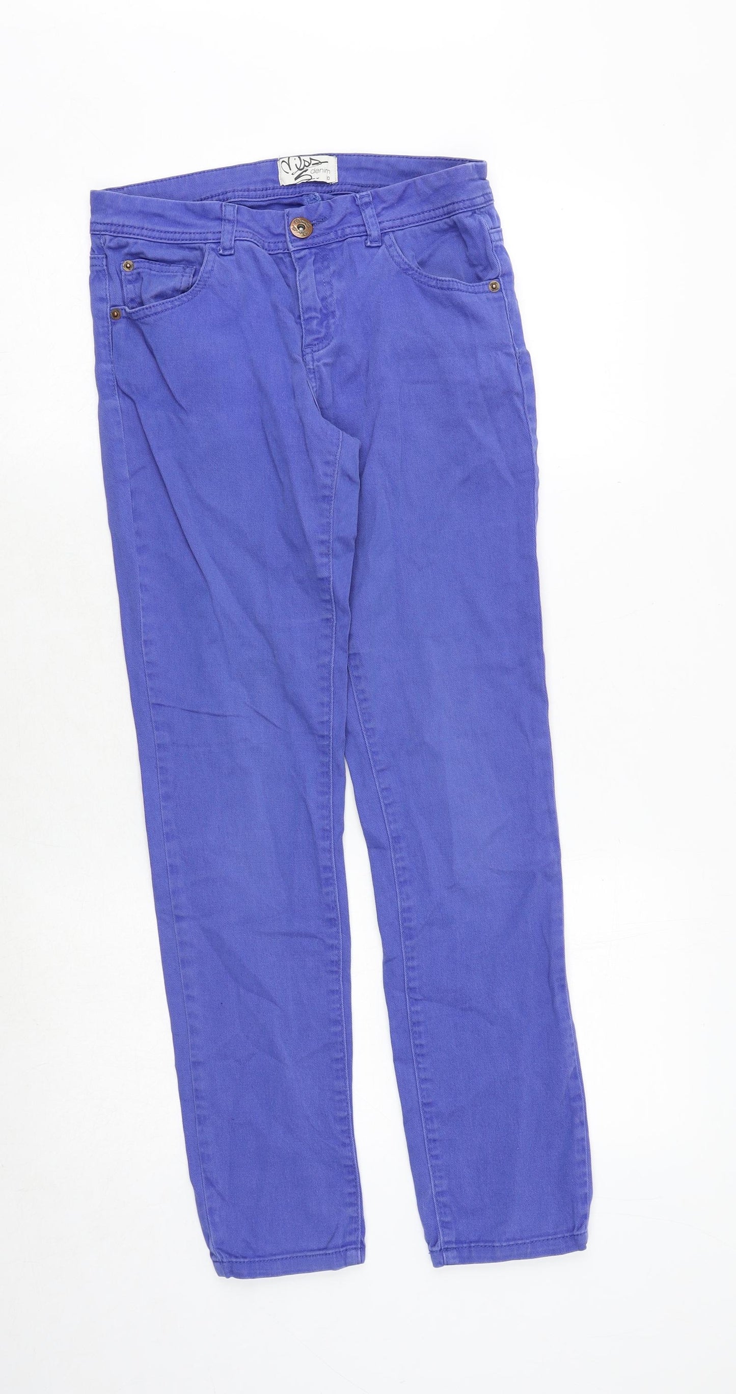 Missguided Womens Purple Cotton Straight Jeans Size 10 Regular Zip