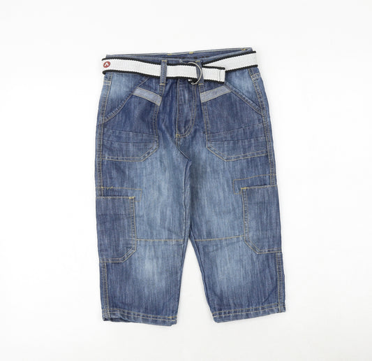 AIRWALK Boys Blue Cotton Cropped Jeans Size 9-10 Years Regular Buckle
