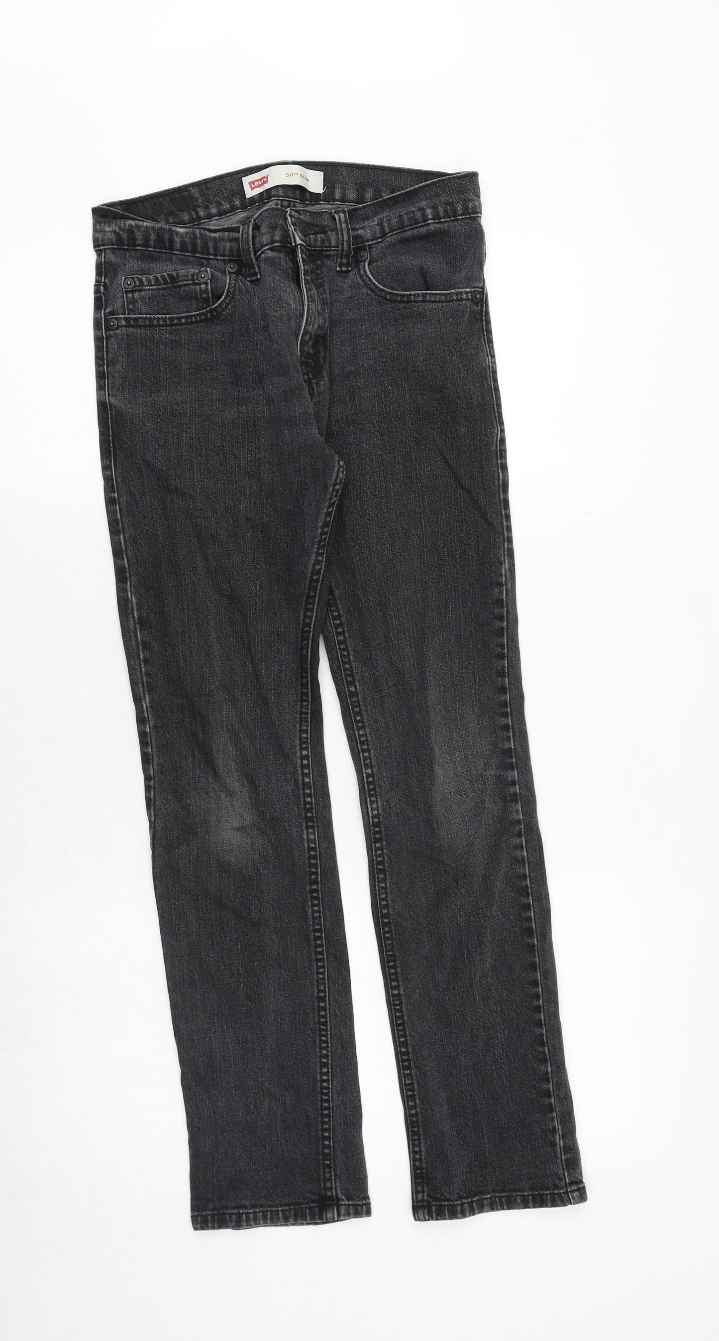 Signature by Levi Strauss & Co. Mens Black Cotton Straight Jeans Size 28 in L28 in Regular Zip