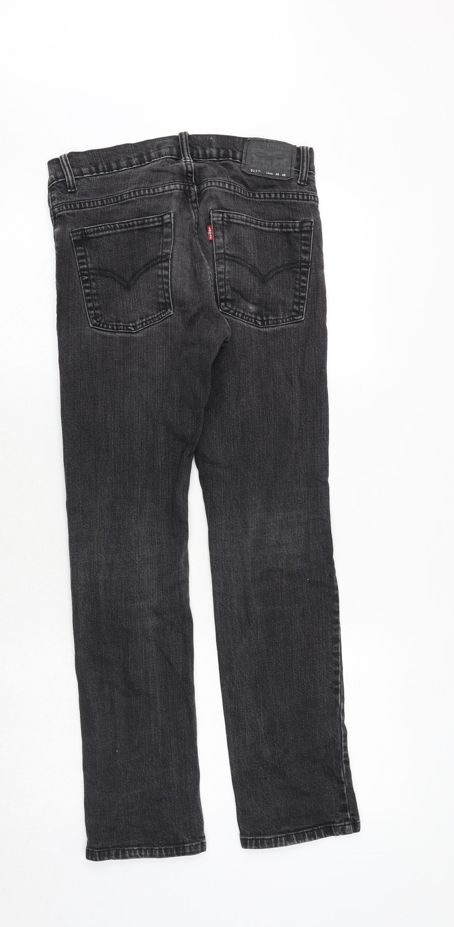 Signature by Levi Strauss & Co. Mens Black Cotton Straight Jeans Size 28 in L28 in Regular Zip