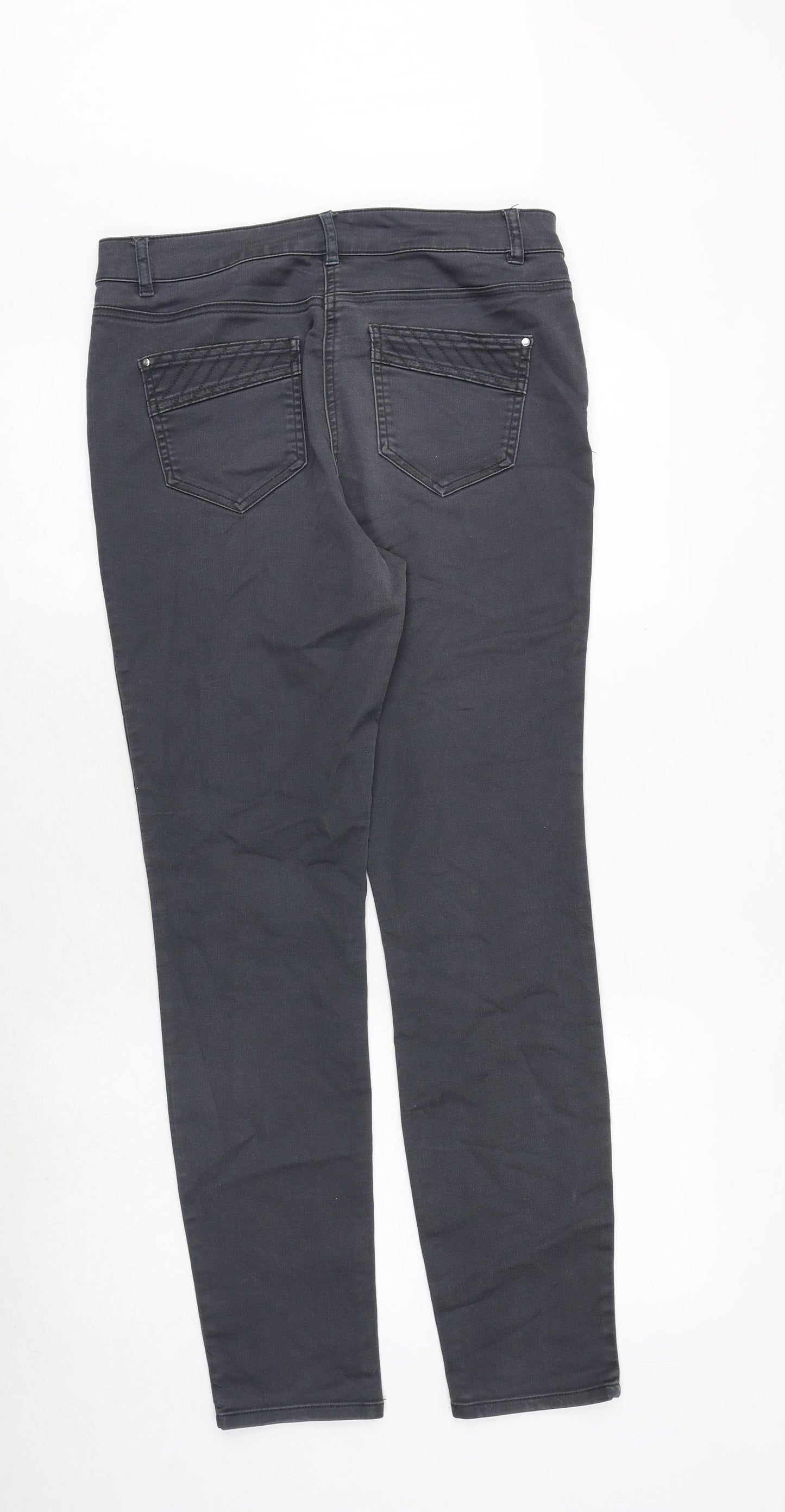 Wallis Womens Grey Cotton Skinny Jeans Size 12 Regular Zip