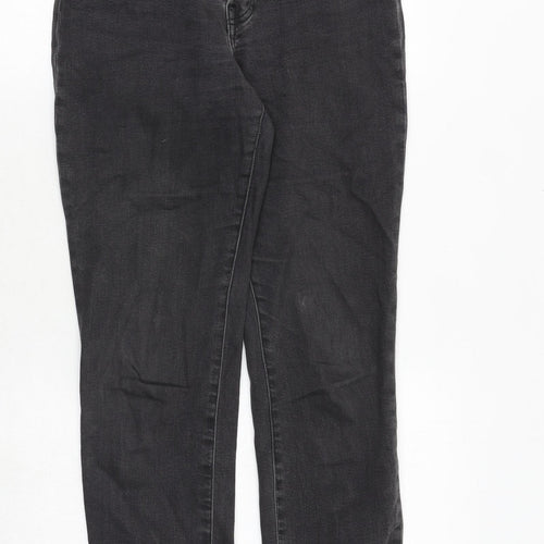 H&M Womens Black Cotton Straight Jeans Size 8 Regular Button