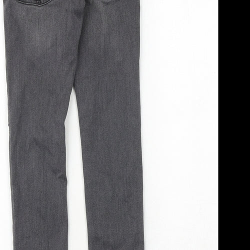 Gap Girls Grey Cotton Skinny Jeans Size 8 Years Regular Zip - Distressed