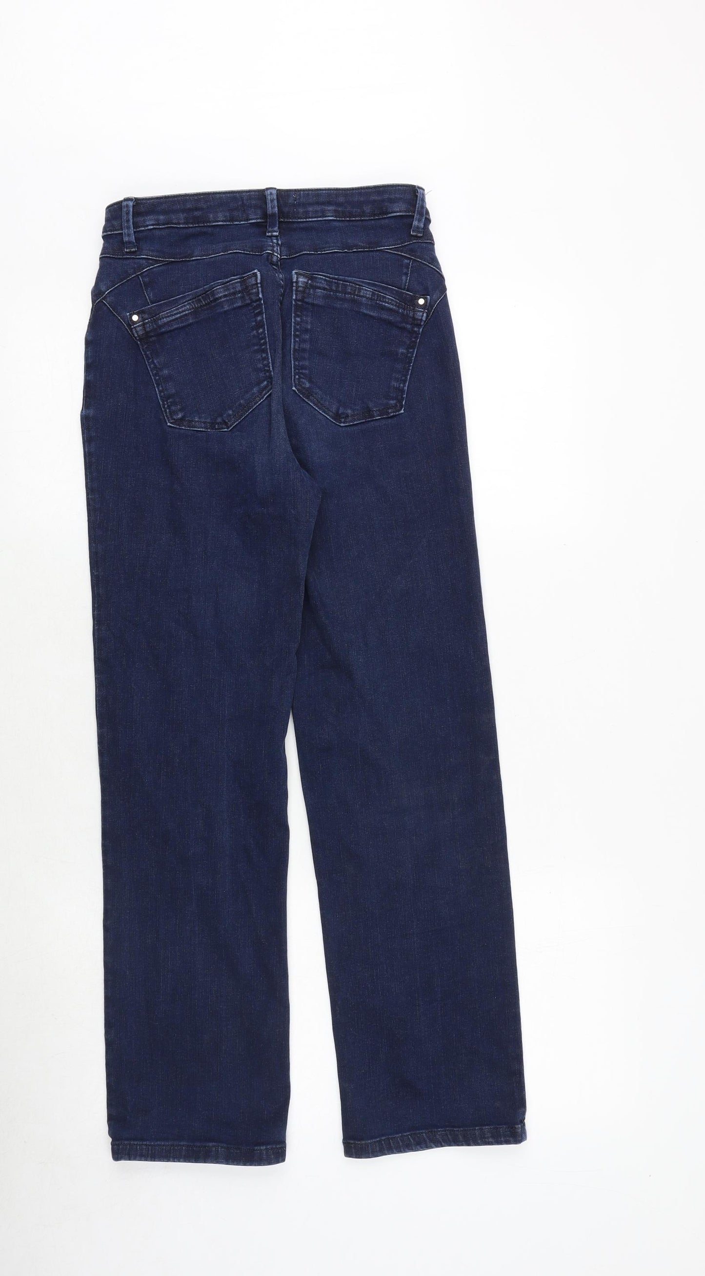 Marks and Spencer Womens Blue Cotton Straight Jeans Size 8 Regular Zip