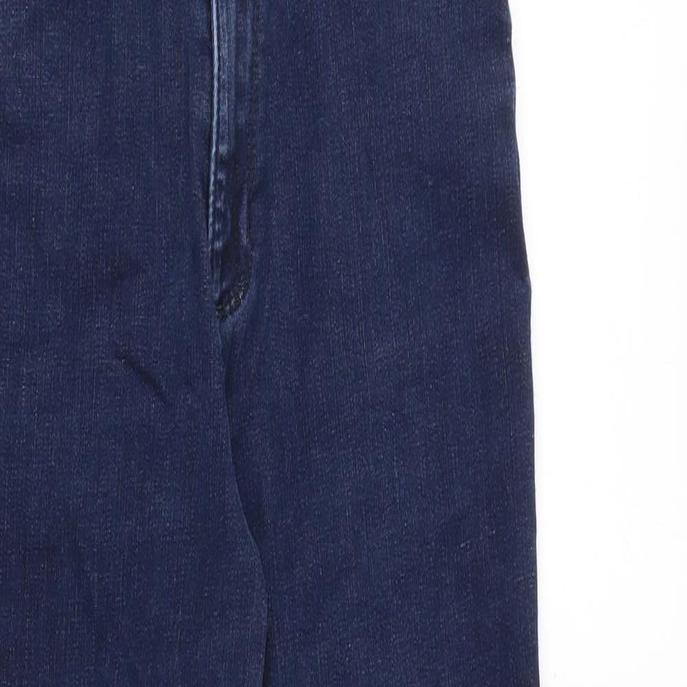 Marks and Spencer Womens Blue Cotton Straight Jeans Size 8 Regular Zip