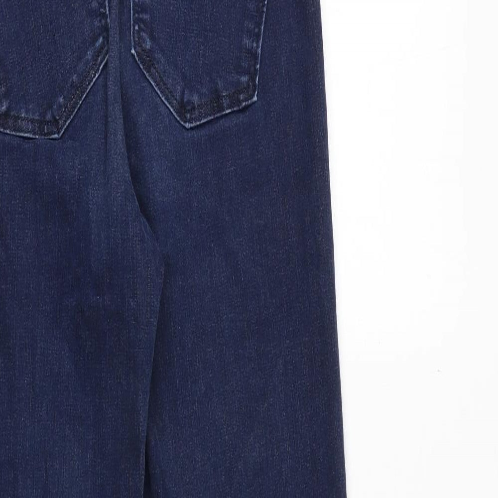 Marks and Spencer Womens Blue Cotton Straight Jeans Size 8 Regular Zip