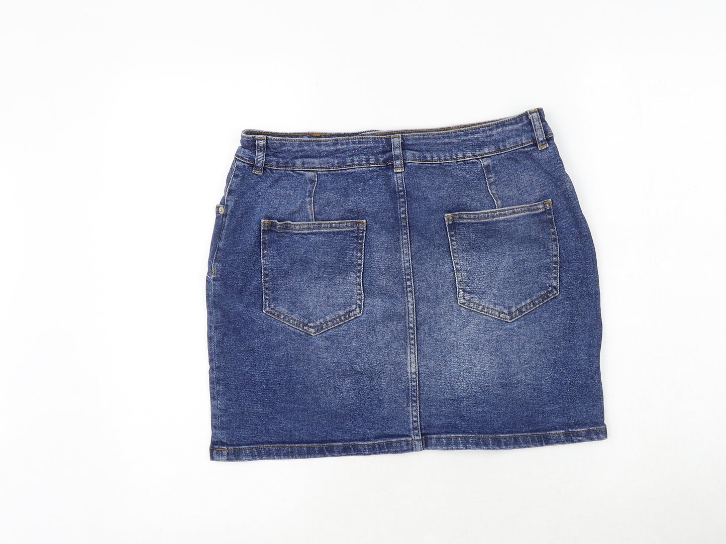 ASOS Womens Blue Cotton A-Line Skirt Size 12 Zip