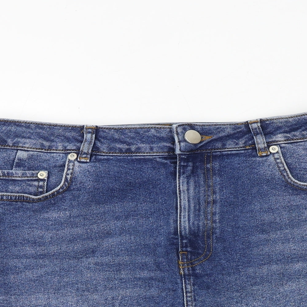 ASOS Womens Blue Cotton A-Line Skirt Size 12 Zip