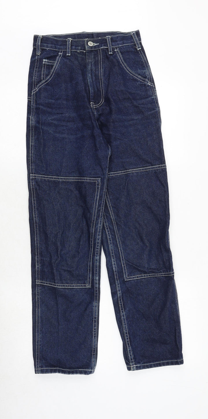 J.Galt Womens Blue Cotton Straight Jeans Size S Regular Zip