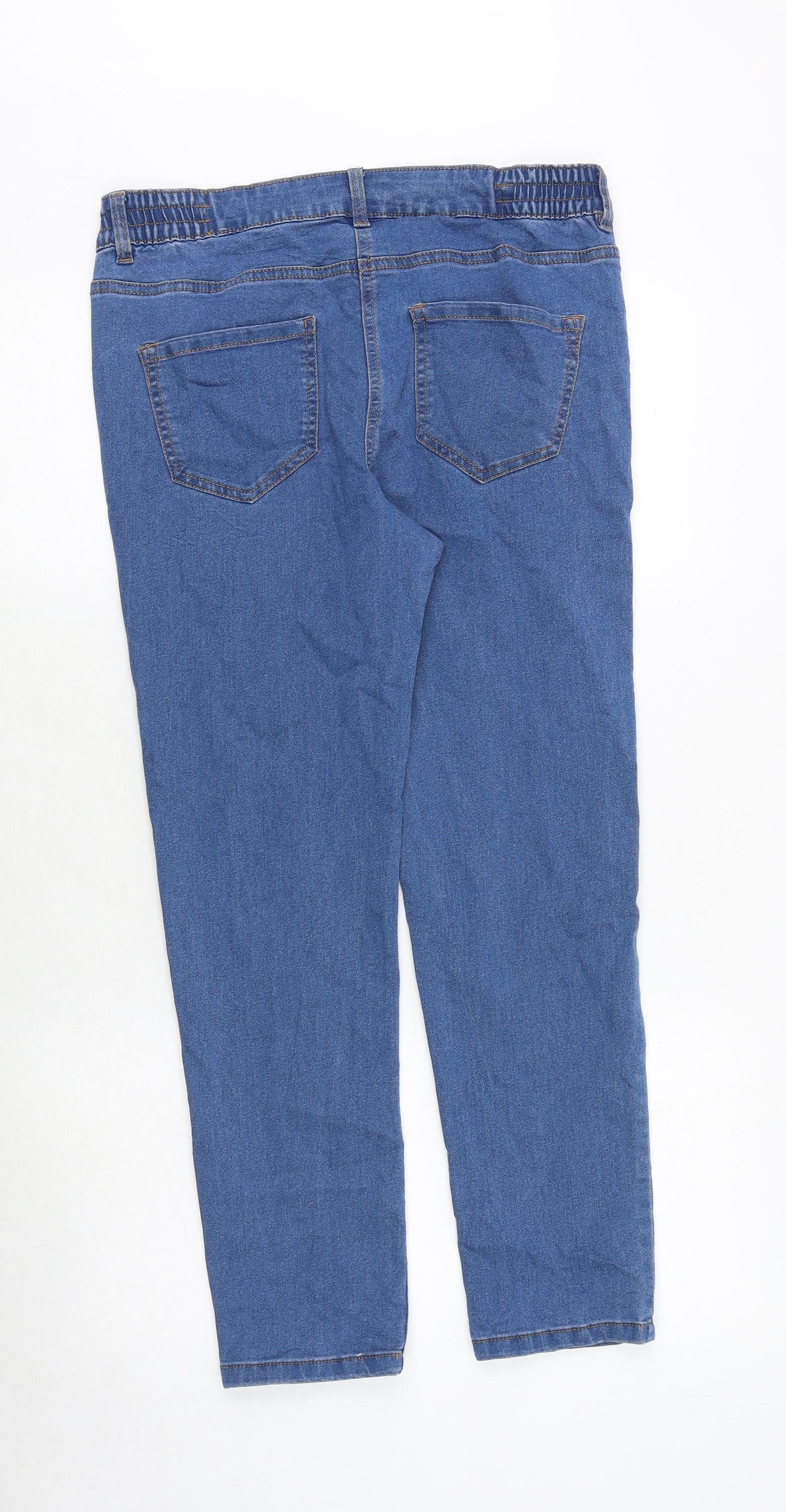 Bonmarché Womens Blue Cotton Straight Jeans Size 12 Regular Zip