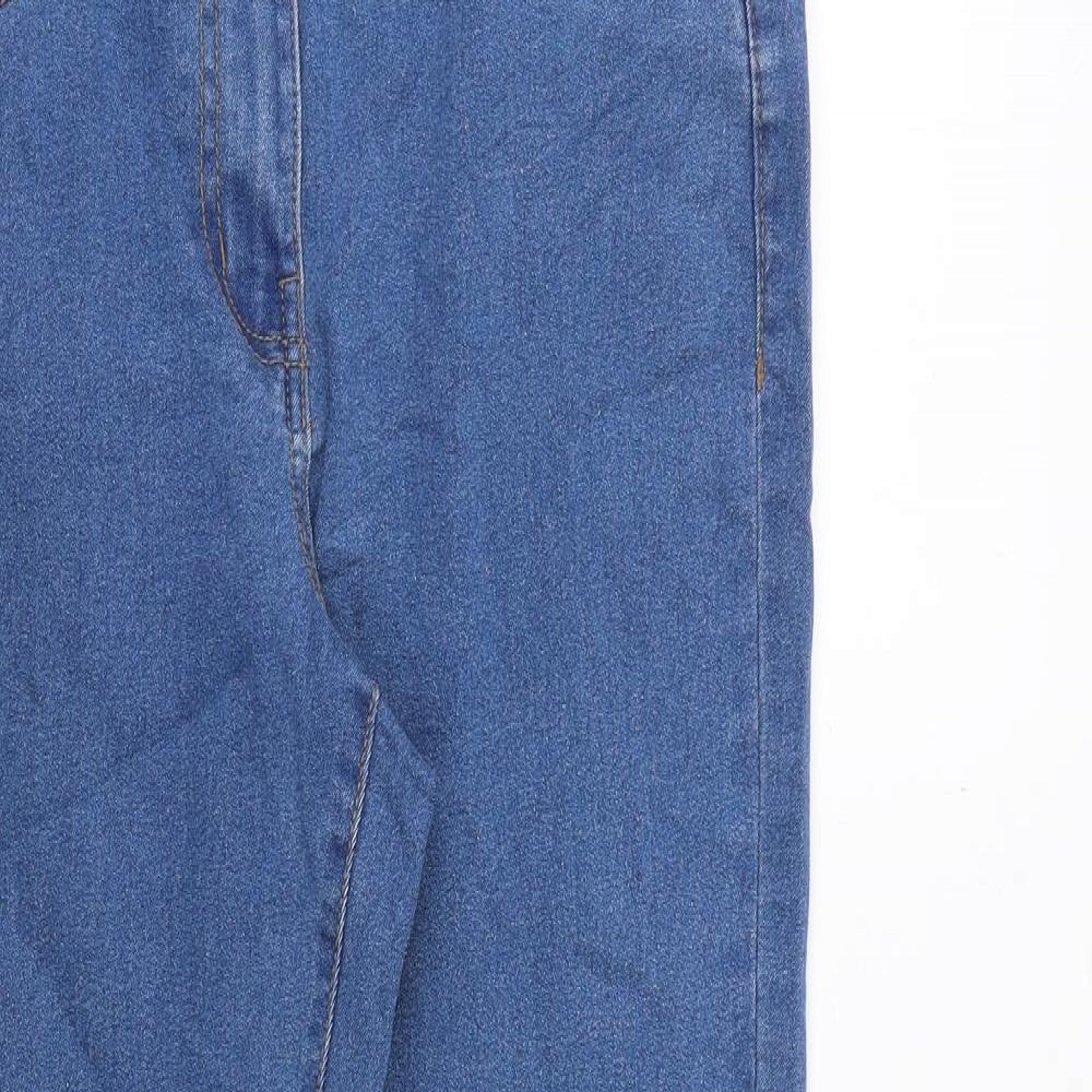 Bonmarché Womens Blue Cotton Straight Jeans Size 12 Regular Zip