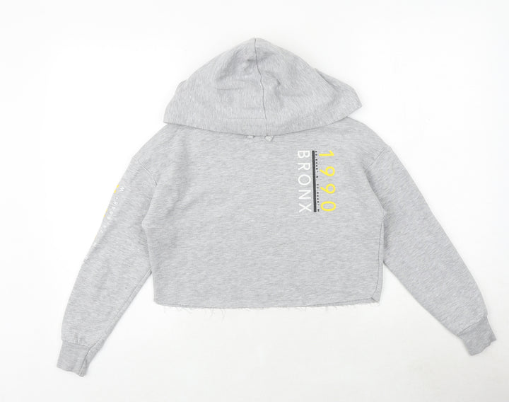 New Look Girls Grey Cotton Pullover Hoodie Size 9 Years Pullover - Bronx