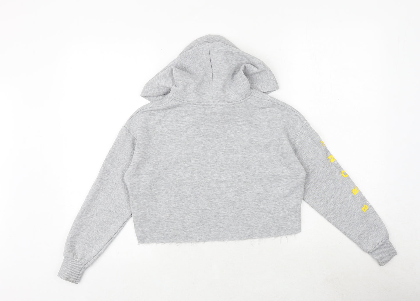 New Look Girls Grey Cotton Pullover Hoodie Size 9 Years Pullover - Bronx