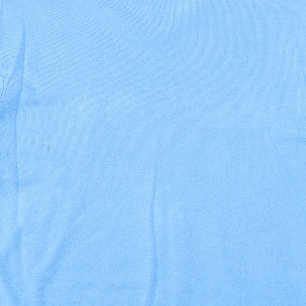 Marks and Spencer Mens Blue V-Neck Acrylic Pullover Jumper Size L Long Sleeve