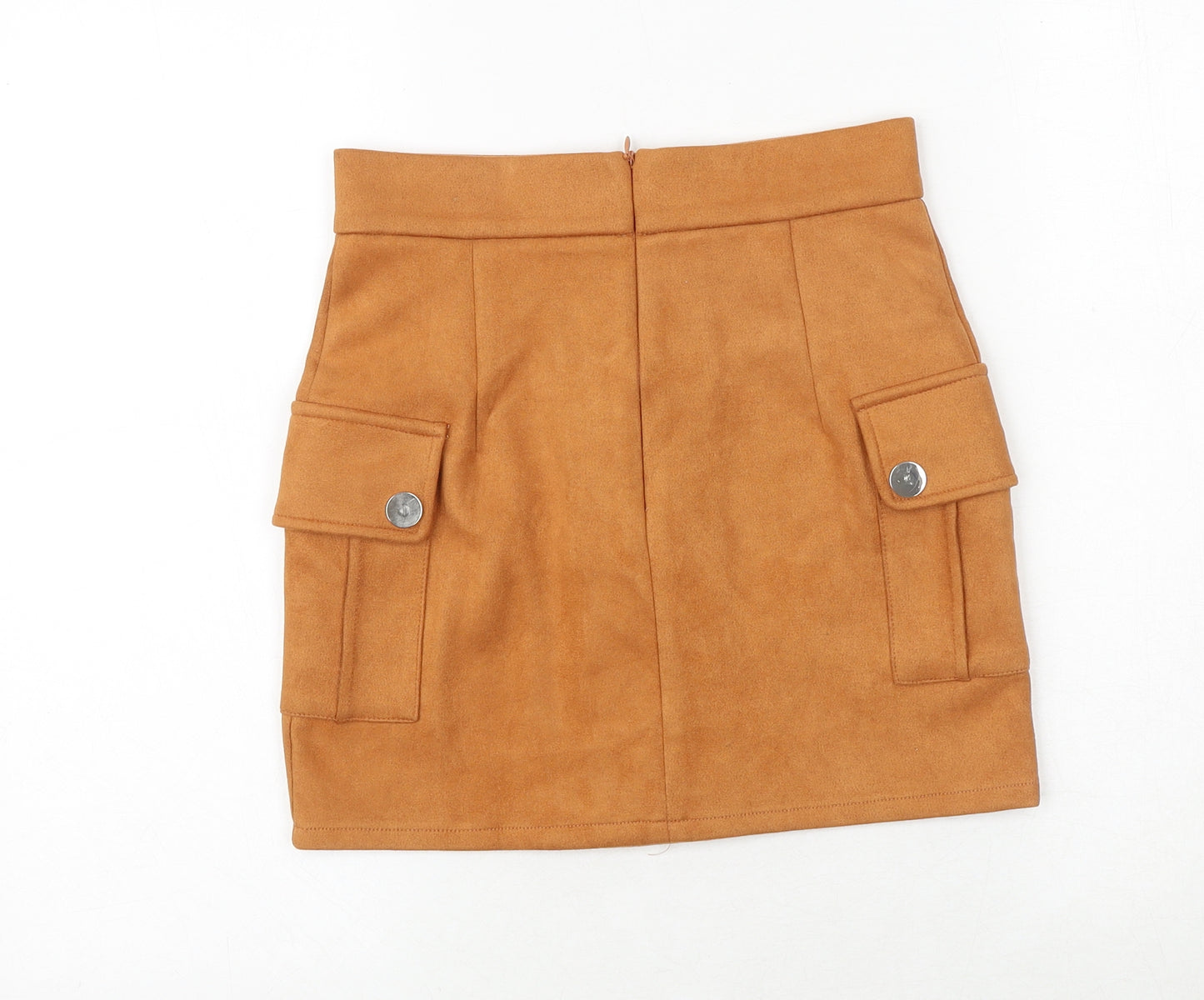 NaaNaa Womens Orange Polyester Cargo Skirt Size 8 Zip