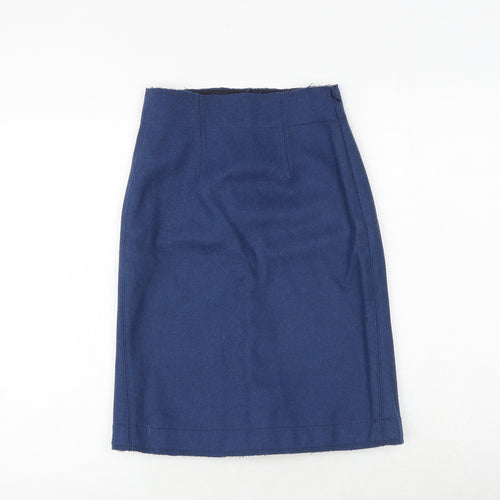 Uniqlo Womens Blue Wool A-Line Skirt Size 24 in Zip
