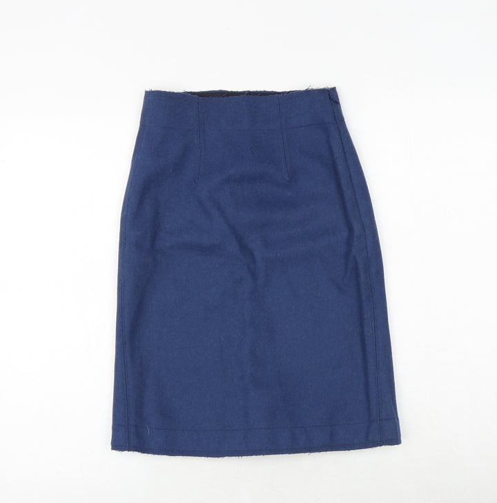 Uniqlo Womens Blue Wool A-Line Skirt Size 24 in Zip