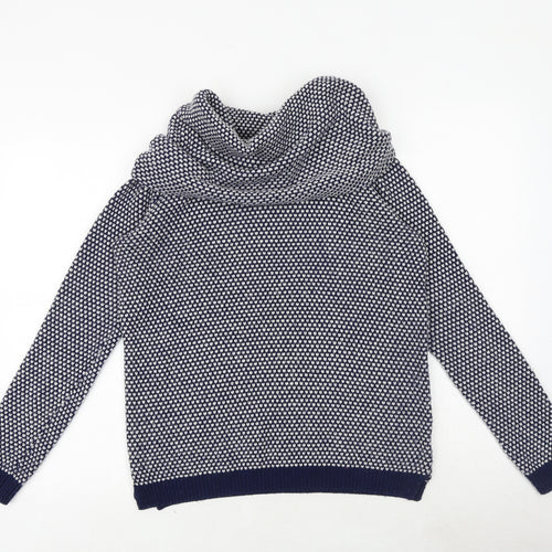 Wallis Womens Blue Roll Neck Geometric Polyester Pullover Jumper Size S