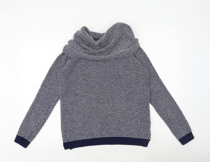 Wallis Womens Blue Roll Neck Geometric Polyester Pullover Jumper Size S