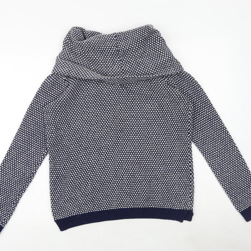 Wallis Womens Blue Roll Neck Geometric Polyester Pullover Jumper Size S
