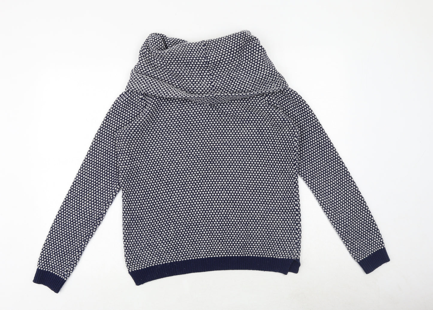 Wallis Womens Blue Roll Neck Geometric Polyester Pullover Jumper Size S