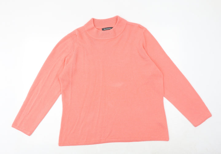 Bonmarché Womens Pink Mock Neck Acrylic Pullover Jumper Size L