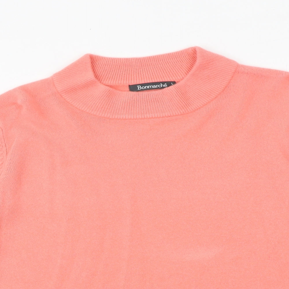Bonmarché Womens Pink Mock Neck Acrylic Pullover Jumper Size L