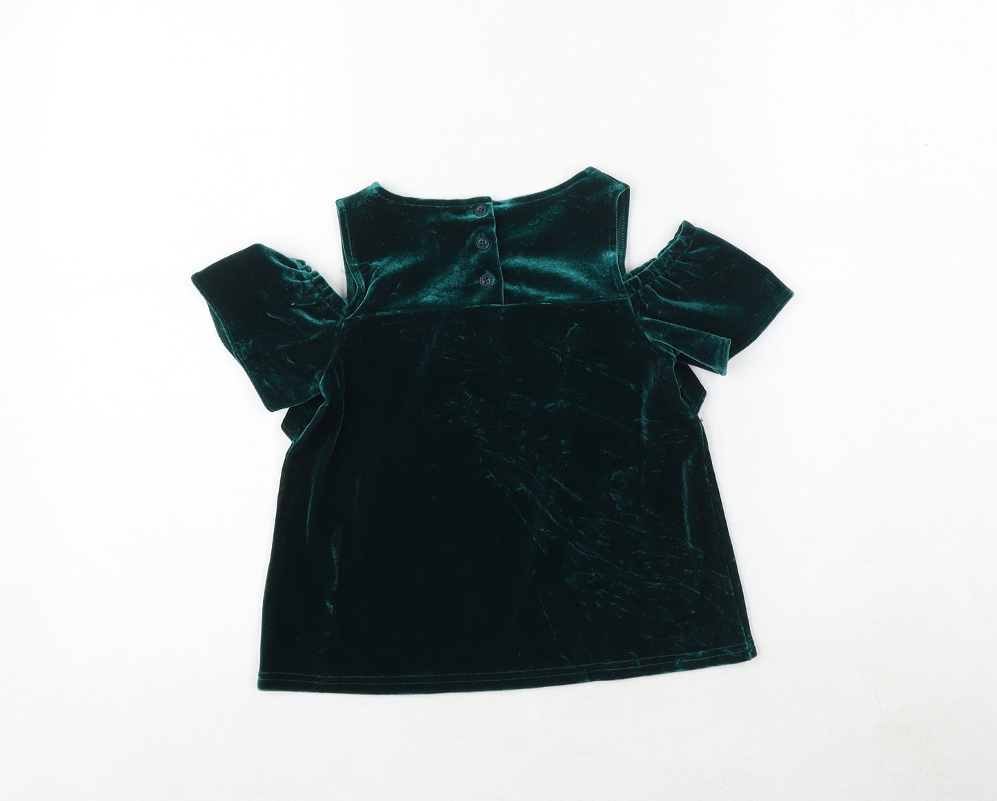 NEXT Girls Green Polyester Pullover Blouse Size 5 Years Boat Neck Button