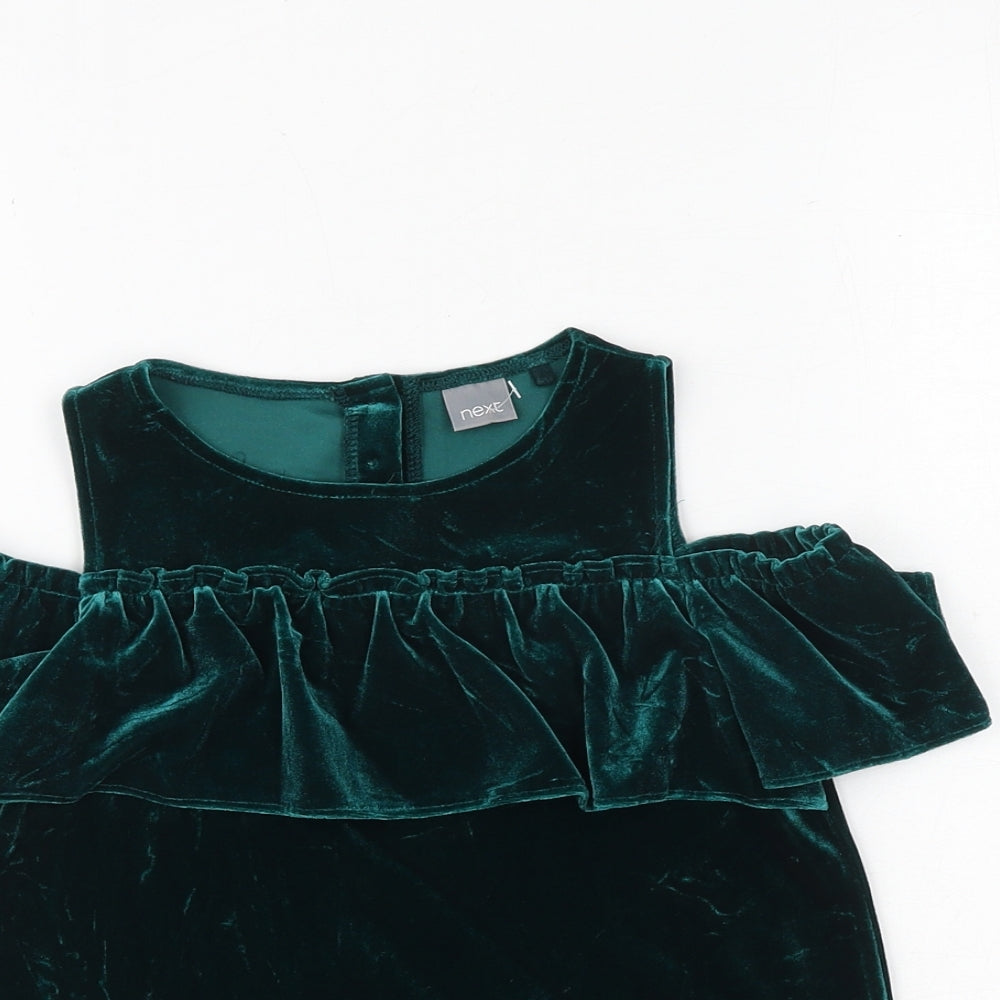 NEXT Girls Green Polyester Pullover Blouse Size 5 Years Boat Neck Button