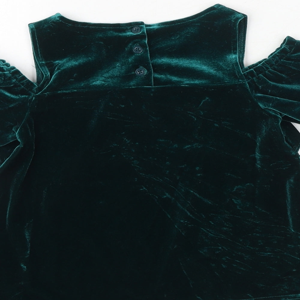 NEXT Girls Green Polyester Pullover Blouse Size 5 Years Boat Neck Button