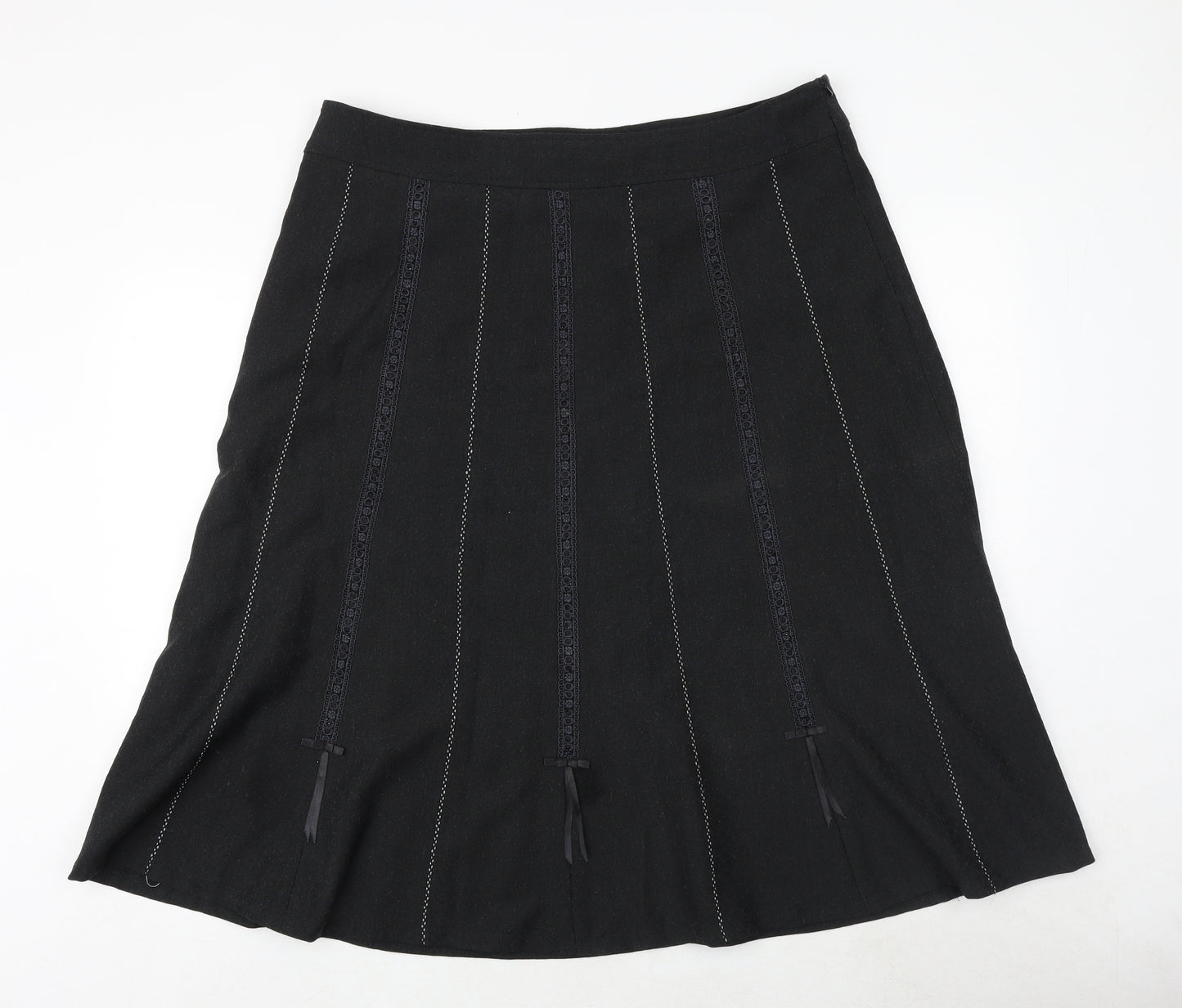 lbo london Womens Black Polyester Swing Skirt Size 18 Zip