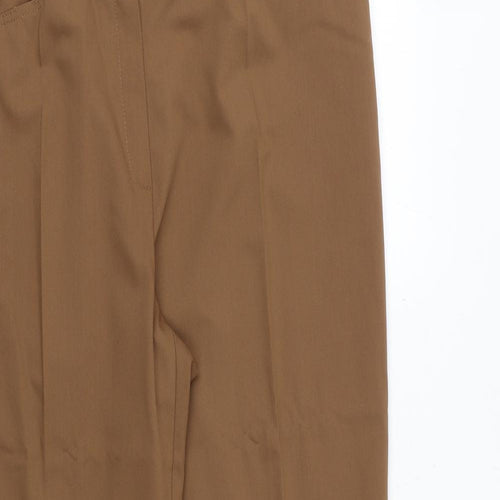 FRANK WALDER Womens Brown Polyester Trousers Size 16 Regular Zip