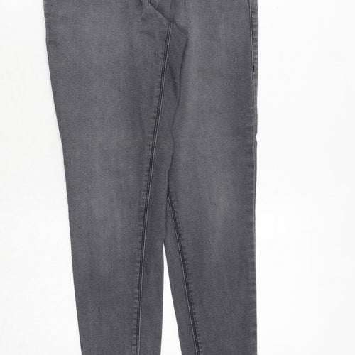 Dorothy Perkins Womens Grey Cotton Skinny Jeans Size 10 Regular Zip
