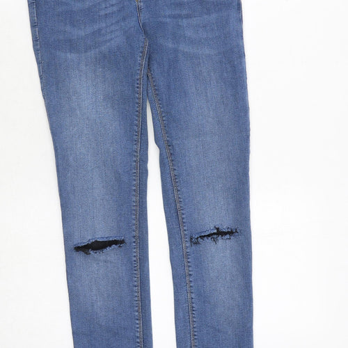 Never Denim Womens Blue Polyester Straight Jeans Size 28 in Regular Zip