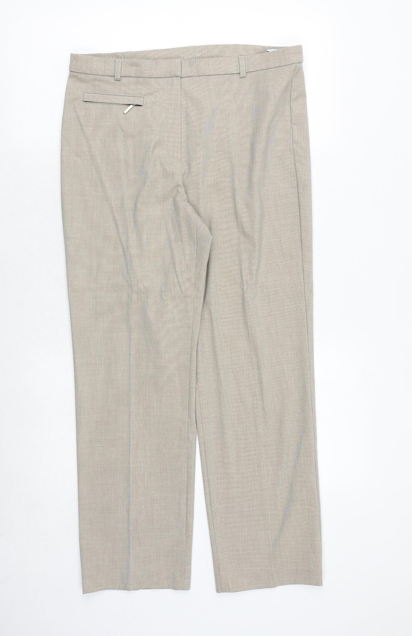 Marks and Spencer Womens Beige Polyester Trousers Size 12 Regular Zip