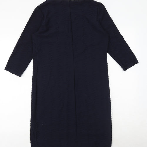 Marks and Spencer Womens Blue Polyester Sheath Size 12 Boat Neck Pullover - Textured