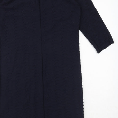 Marks and Spencer Womens Blue Polyester Sheath Size 12 Boat Neck Pullover - Textured