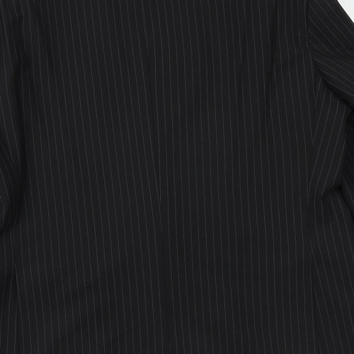 Marks and Spencer Mens Black Striped Polyester Jacket Suit Size 42 Regular