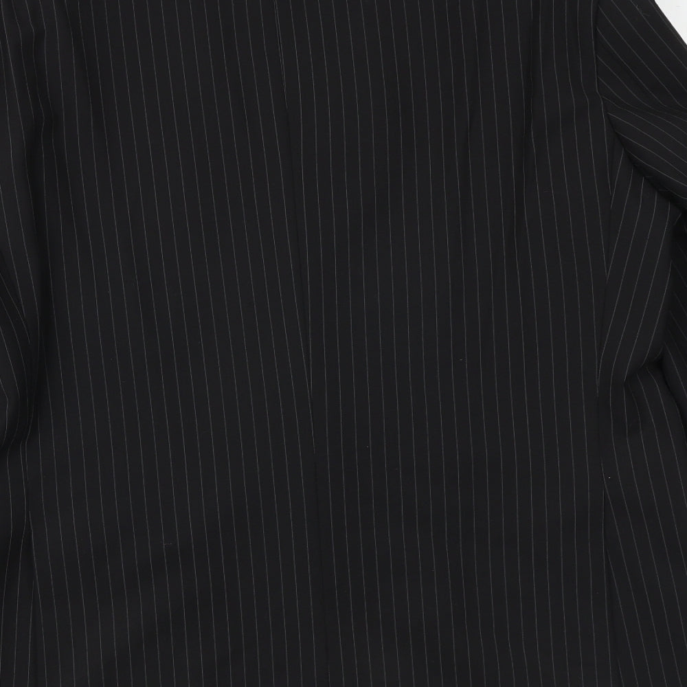 Marks and Spencer Mens Black Striped Polyester Jacket Suit Size 42 Regular