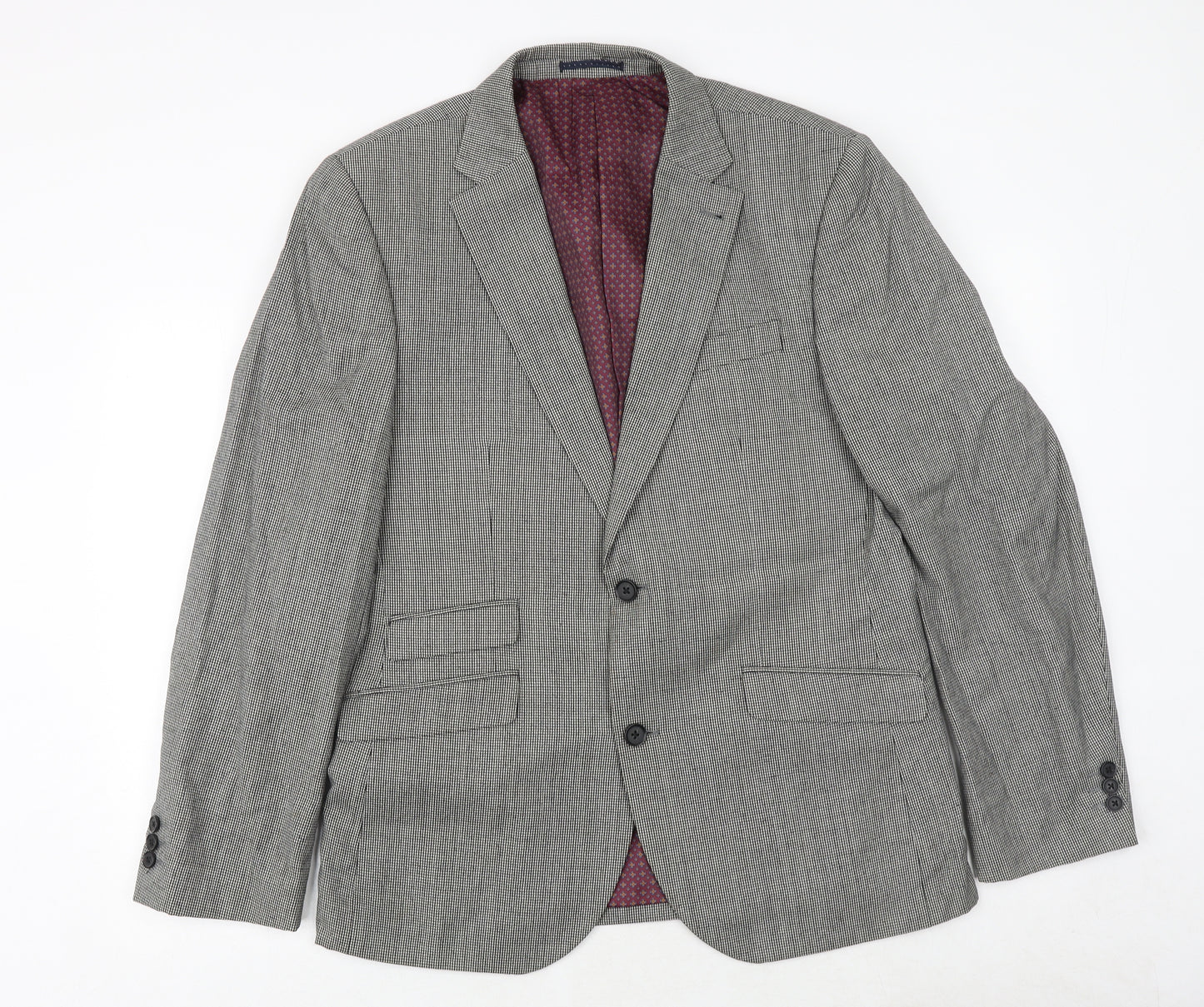 NEXT Mens Grey Geometric Wool Jacket Suit Jacket Size 42 Regular