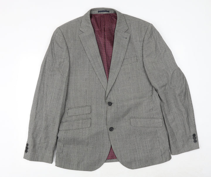 NEXT Mens Grey Geometric Wool Jacket Suit Jacket Size 42 Regular